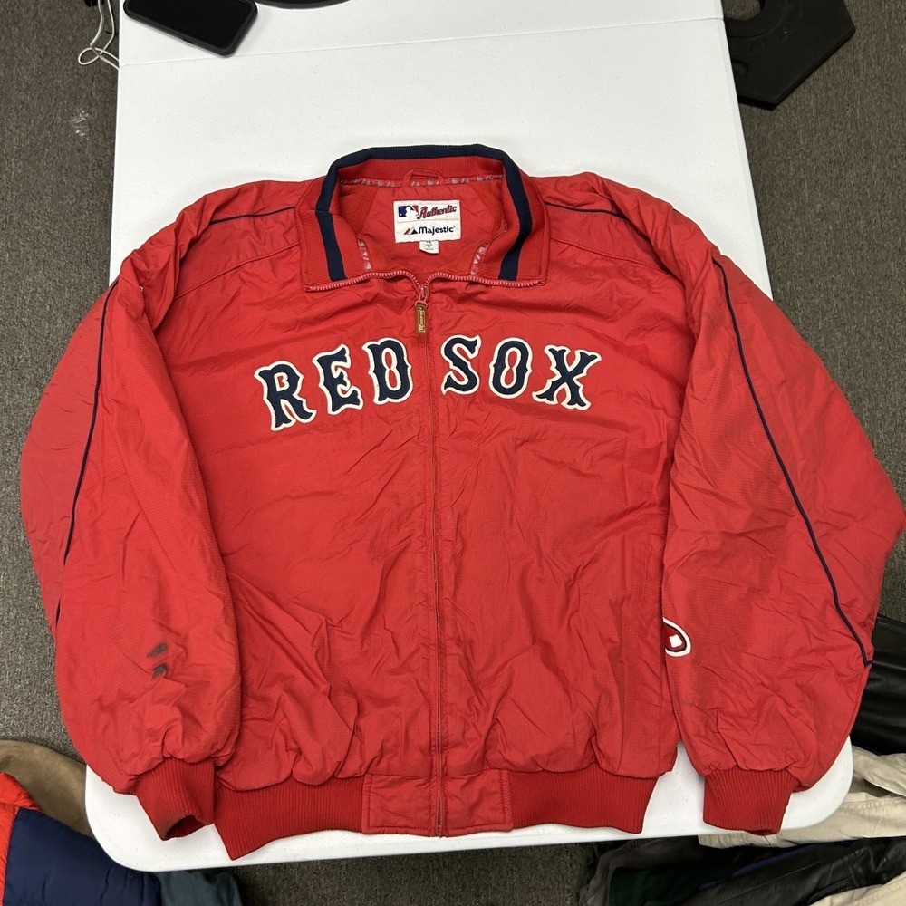 Majestic Jacket Mens XL Red Boston Red Sox MLB Authentic Full Zip Fleece Lined